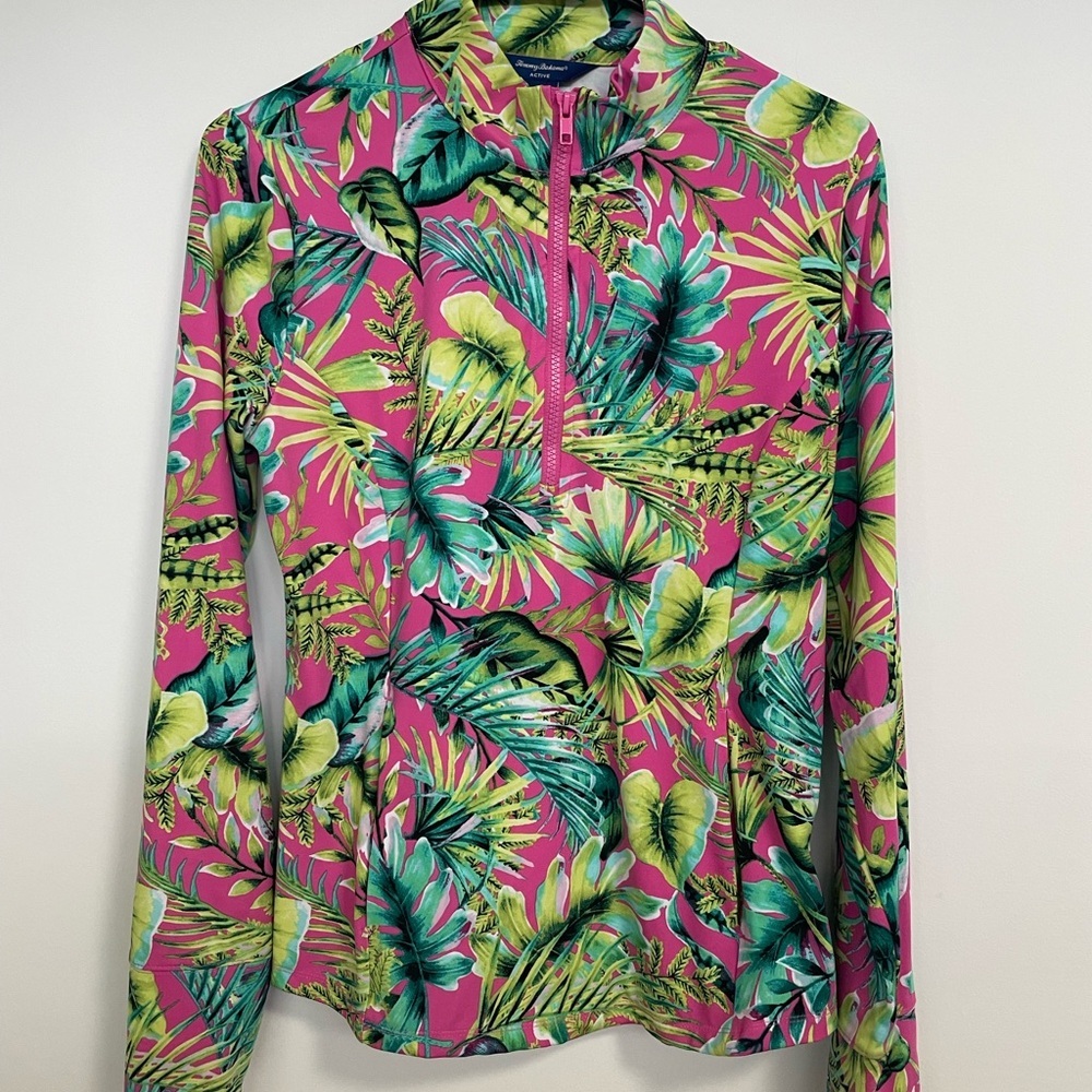 Tommy Bahama Tropical Floral Women's Blouse - Pink and Green - Picture 3 of 12